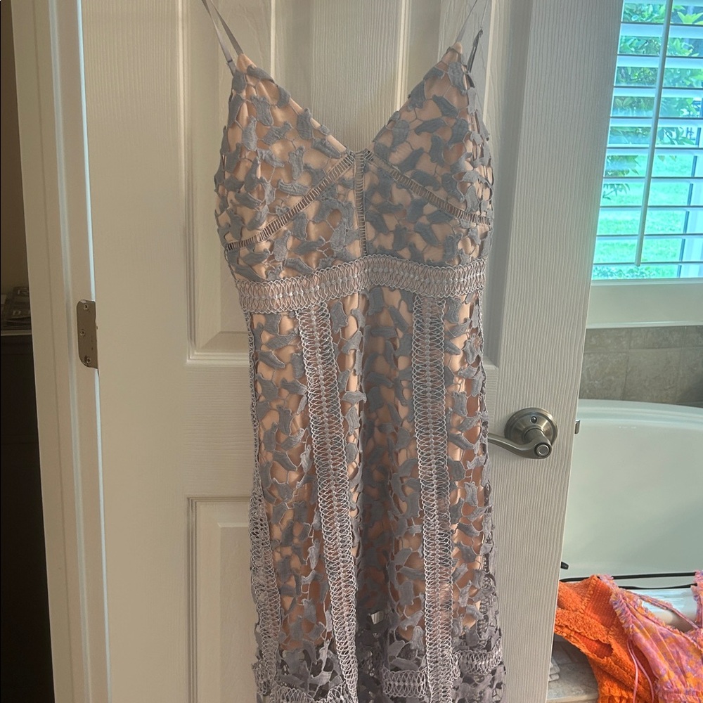 Elliatt Strapless Lace Dress in Lavender